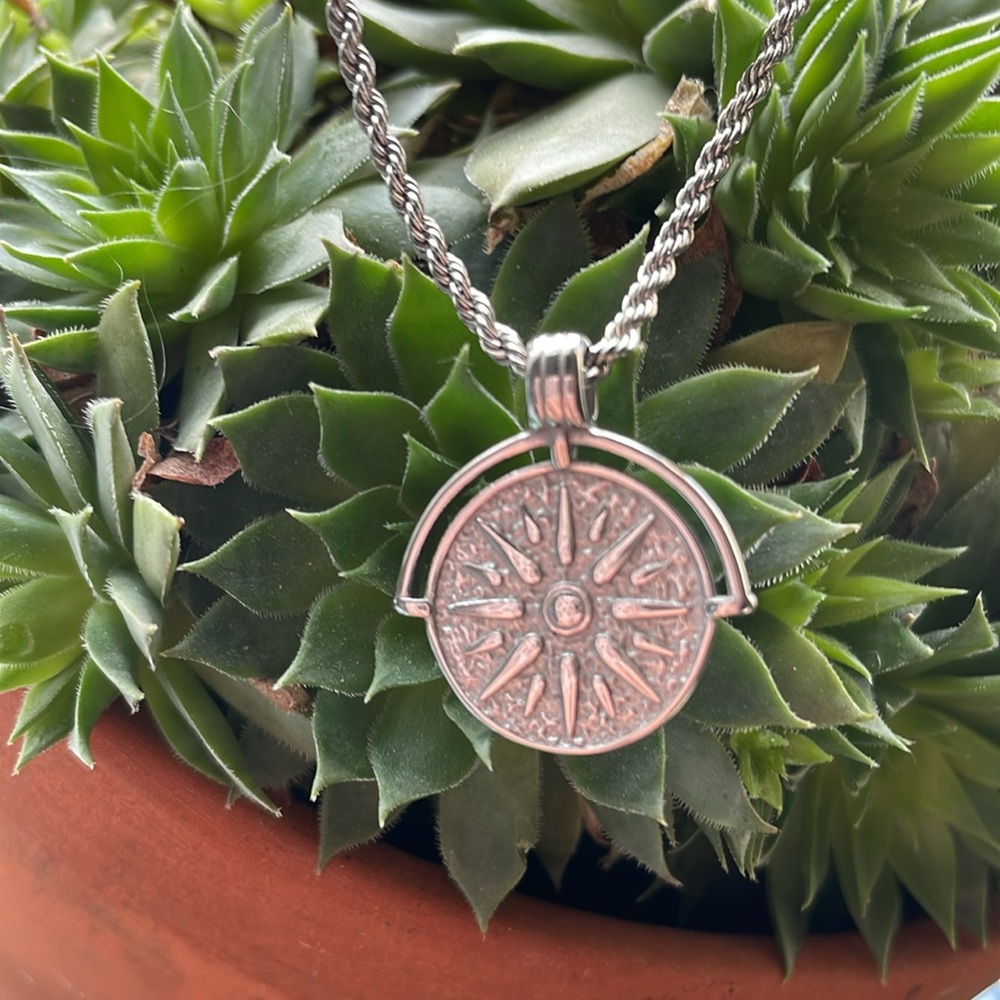 Atolea Golden Sun seeker silver chain necklace
